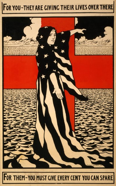 Fundraising Poster for the Red Cross, pub. 1918 by Charles William Bartlett